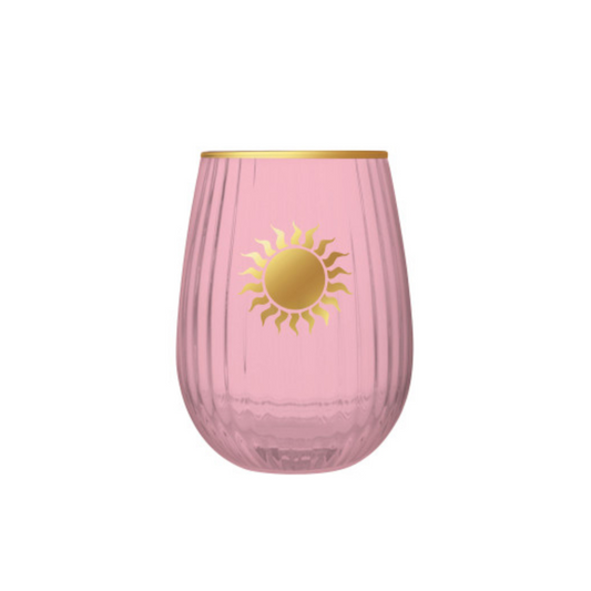 Beveled Stemless Wine Glass- Sun