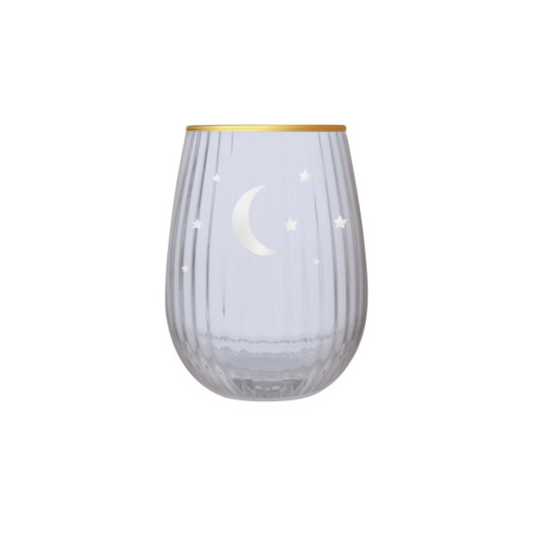 Beveled Stemless Wine Glass-Moon